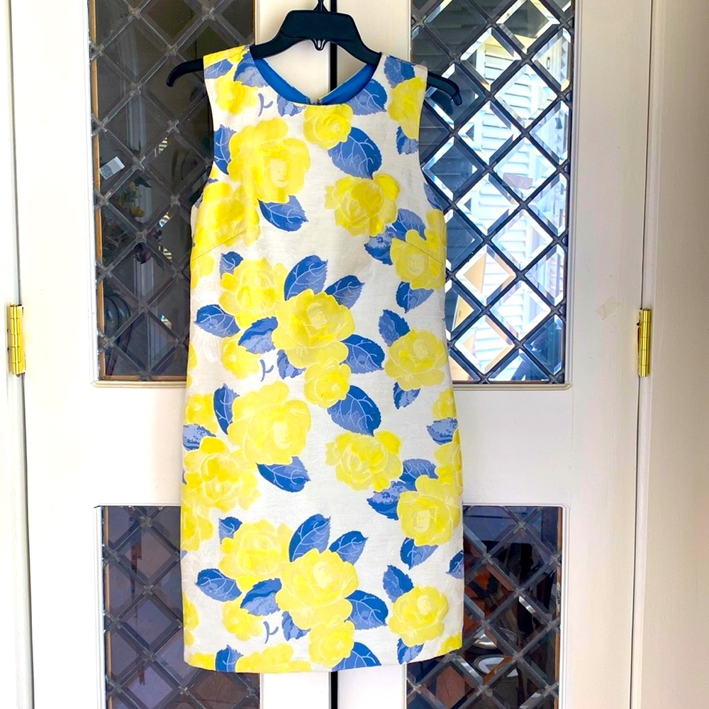 NWOT Vince Camuto Floral Sheath Dress, Size 4 Floral yellow blue ivory